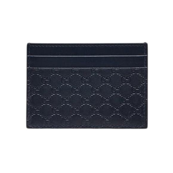 Gucci Dark Blue Micro Guccissima Leather Card Holder